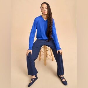 La Ligne Ben Lightweight Silk/Wool/Cashmere Blend V Neck Sweater - S